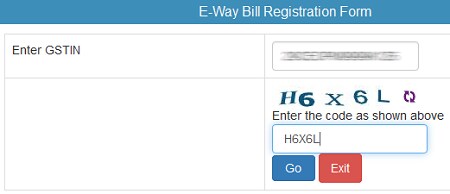 Eway bill registration Step 3
