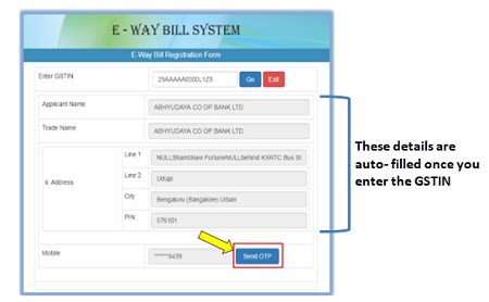 Eway bill registration Step 4