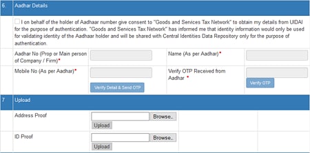 E-way bill Registration Aadhar Details