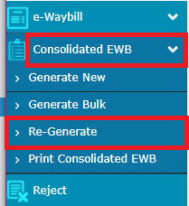 E-way bill portal Update Vehicle No