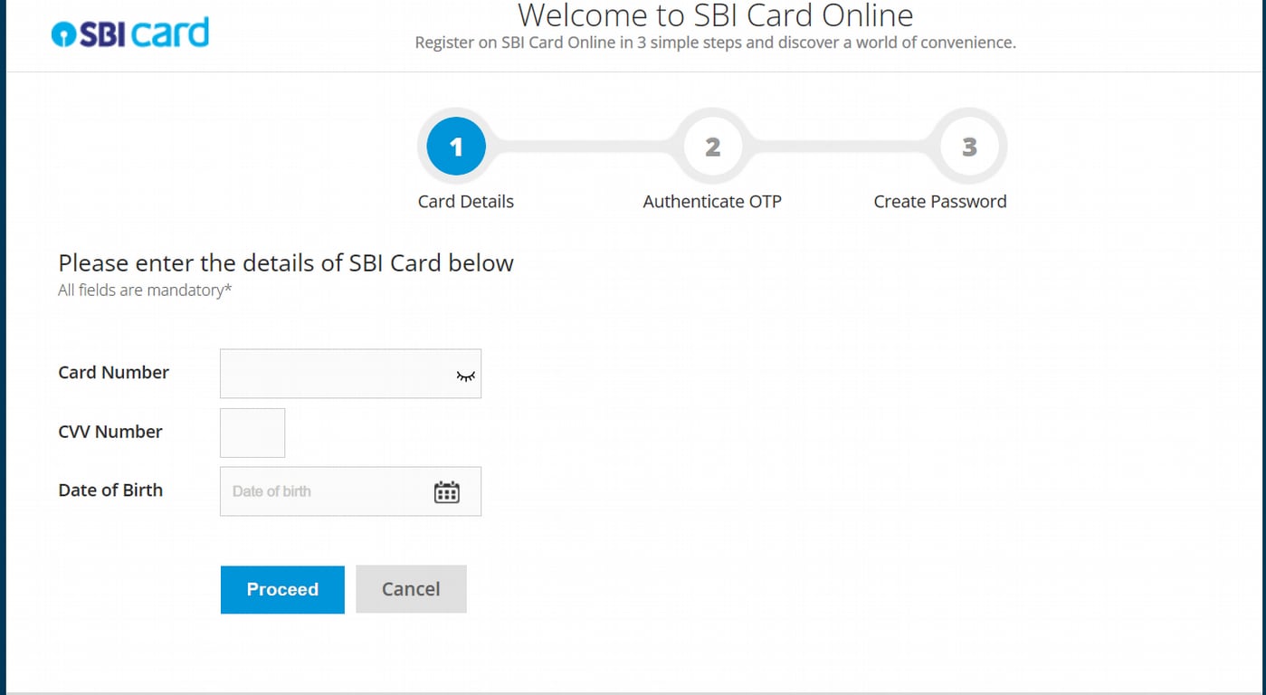 SBI Credit Card Net Banking Registration