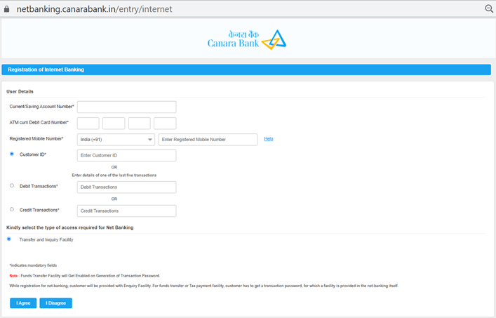 Canara Bank Credit Card Login