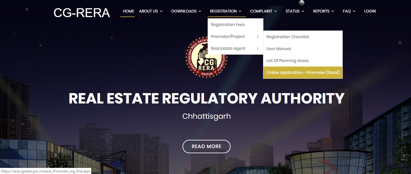 CG RERA registration page