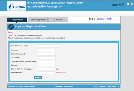CIDCO Lottery Portal