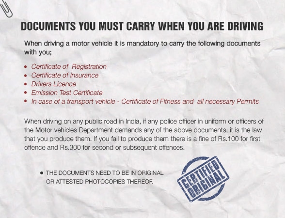 documents you must carry when you are driving
