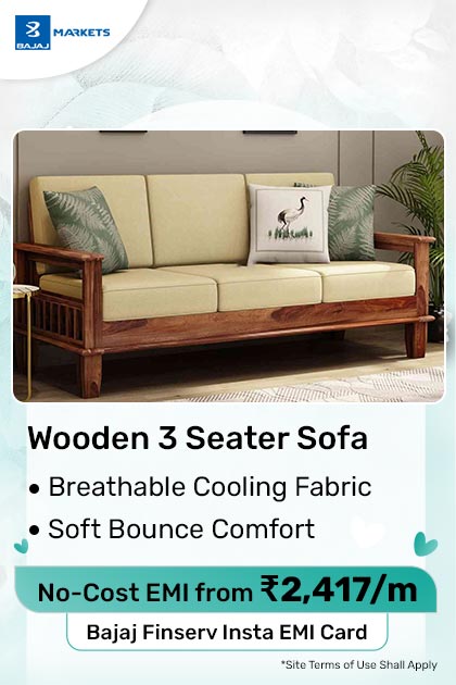 Wooden 3 Seater Sofa for Living Room