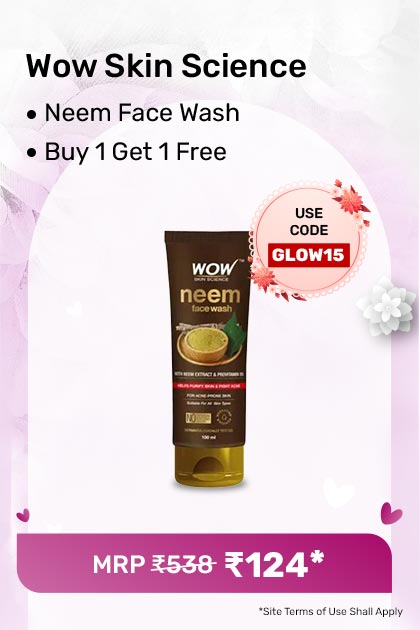 Wow Skin Science Neem+abpha Face Wash Buy 1 Get 1 Free (100 Ml X 2)