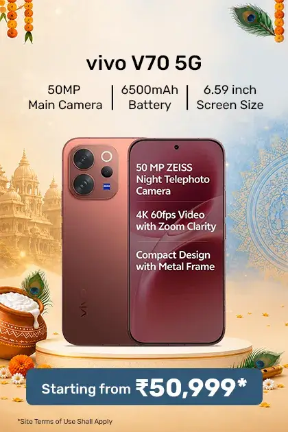 Vivo V70 5g Smartphone (8gb Ram, 256gb Storage) Sleek Design, 5g Speed & Reliable Performance - Passion Red