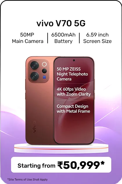 Vivo V70 5g Smartphone (8gb Ram, 256gb Storage) Sleek Design, 5g Speed & Reliable Performance - Passion Red