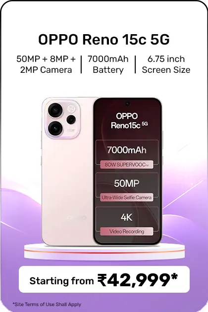 Oppo Reno 15c 5g Smartphone, 8gb Ram, 256gb Storage, Elegant Design - Afterglow Pink