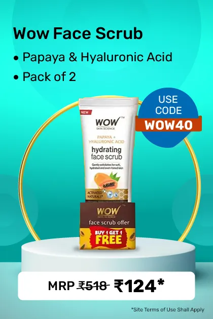 Wow Papaya & Hyaluronic Acid Face Scrub - Buy 1 Get 1 Free (100 Ml X 2) - Clearance Sale