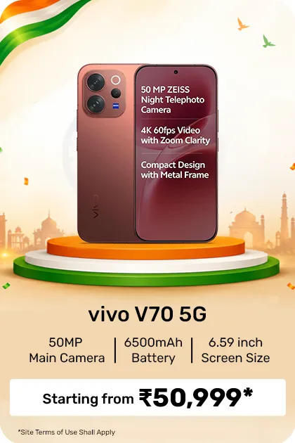 Vivo V70 5g Smartphone (8gb Ram, 256gb Storage) Sleek Design, 5g Speed & Reliable Performance - Passion Red
