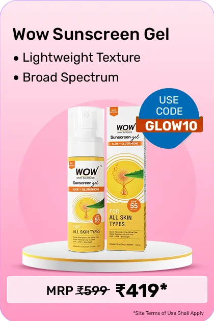 Wow Sunscreen Gel for All Skin Types Spf 55 Pa++++ Lightweight