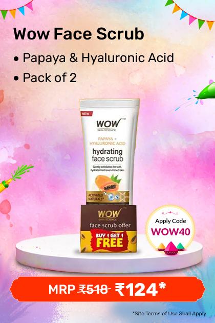 Wow Papaya & Hyaluronic Acid Face Scrub - Buy 1 Get 1 Free (100 Ml X 2) - Clearance Sale
